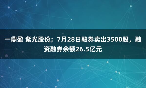 一鼎盈 紫光股份：7月28日融券卖出3500股，融资融券余额26.5亿元