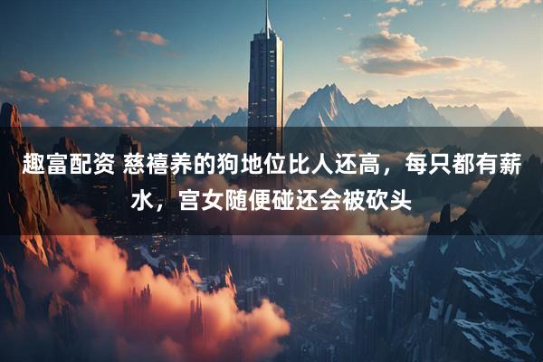 趣富配资 慈禧养的狗地位比人还高，每只都有薪水，宫女随便碰还会被砍头